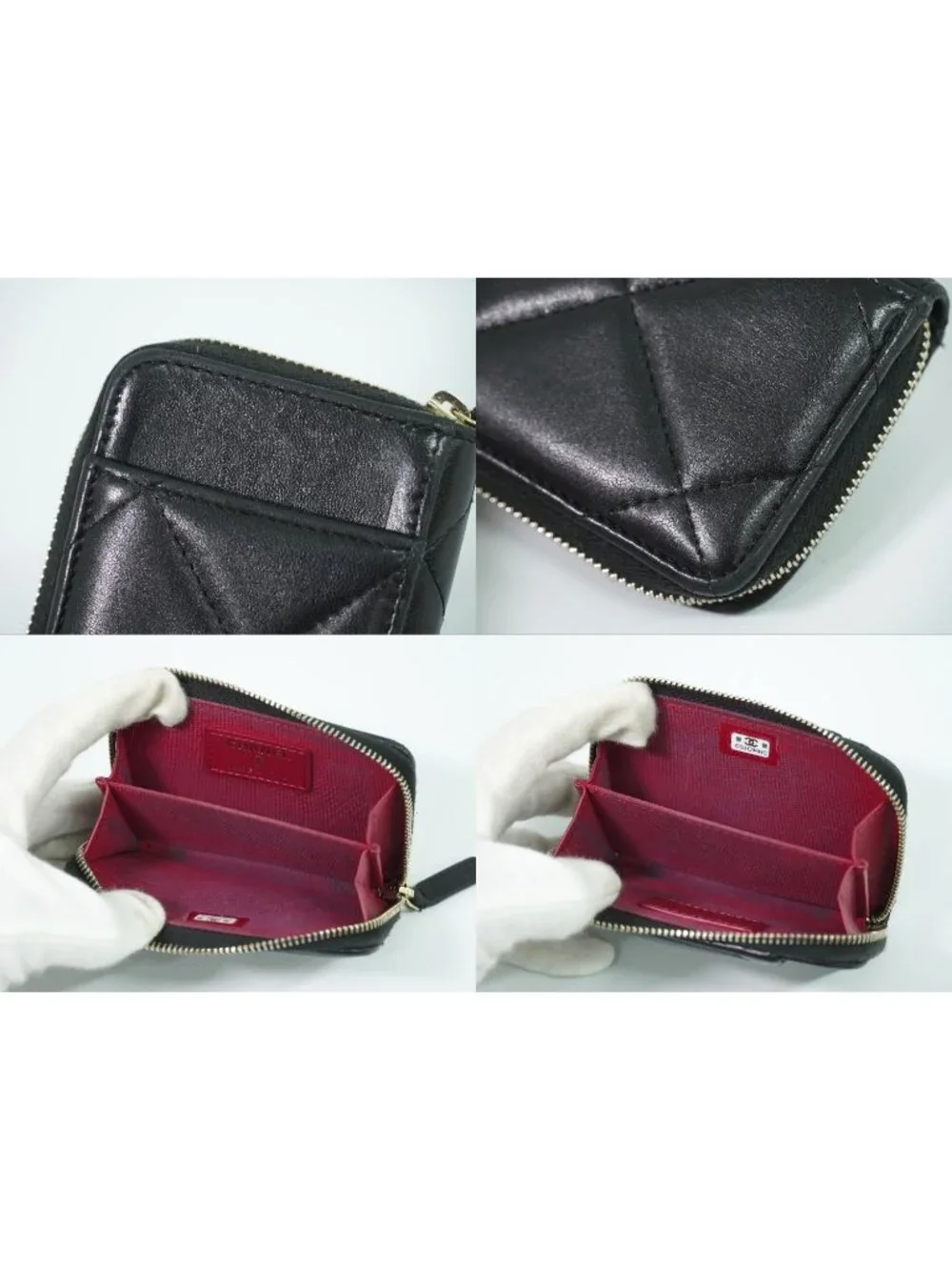 Chanel 19 D'isneuf CC Logo Card Coin Purse Lambskin Leather Black